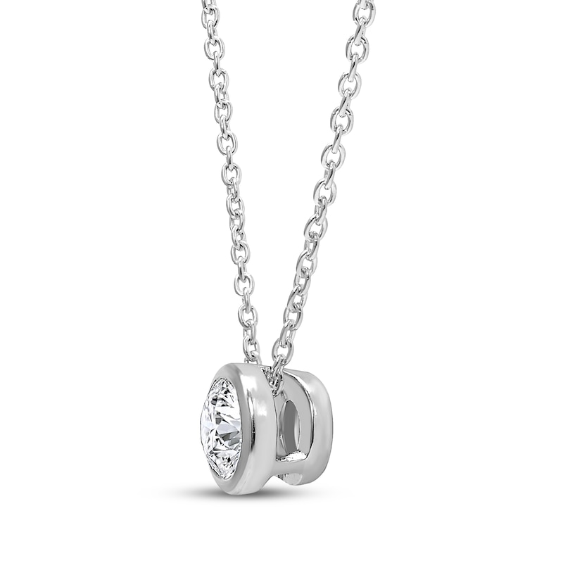 Main Image 2 of Lab-Grown Diamonds by KAY Round-Cut Bezel-Set Solitaire Necklace 1/3 ct tw 14K White Gold (F/SI2) 18&quot;