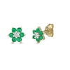 Thumbnail Image 1 of Emerald Stud Earrings 1/20 ct tw Diamonds 10K Yellow Gold