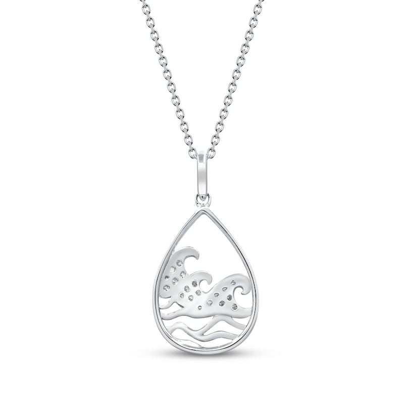 Main Image 3 of Diamond Ocean Waves Teardrop Necklace 1/8 ct tw Sterling Silver 18&quot;