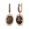 Thumbnail Image 1 of Le Vian Oval-Cut Aquadite Dangle Hoop Earrings 1-1/6 ct tw Diamonds 14K Strawberry Gold