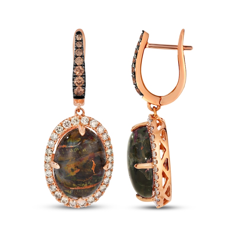 Main Image 2 of Le Vian Oval-Cut Aquadite Dangle Hoop Earrings 1-1/6 ct tw Diamonds 14K Strawberry Gold