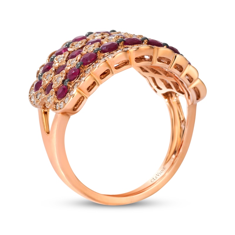 Main Image 2 of Le Vian Vault Ruby Multi-Row Scalloped Ring 3/8 ct tw Diamonds 14K Strawberry Gold