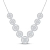 Thumbnail Image 1 of Multi-Diamond Halo Necklace 1 ct tw 10K White Gold 18&quot;