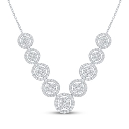 Multi-Diamond Halo Necklace 1 ct tw 10K White Gold 18&quot;