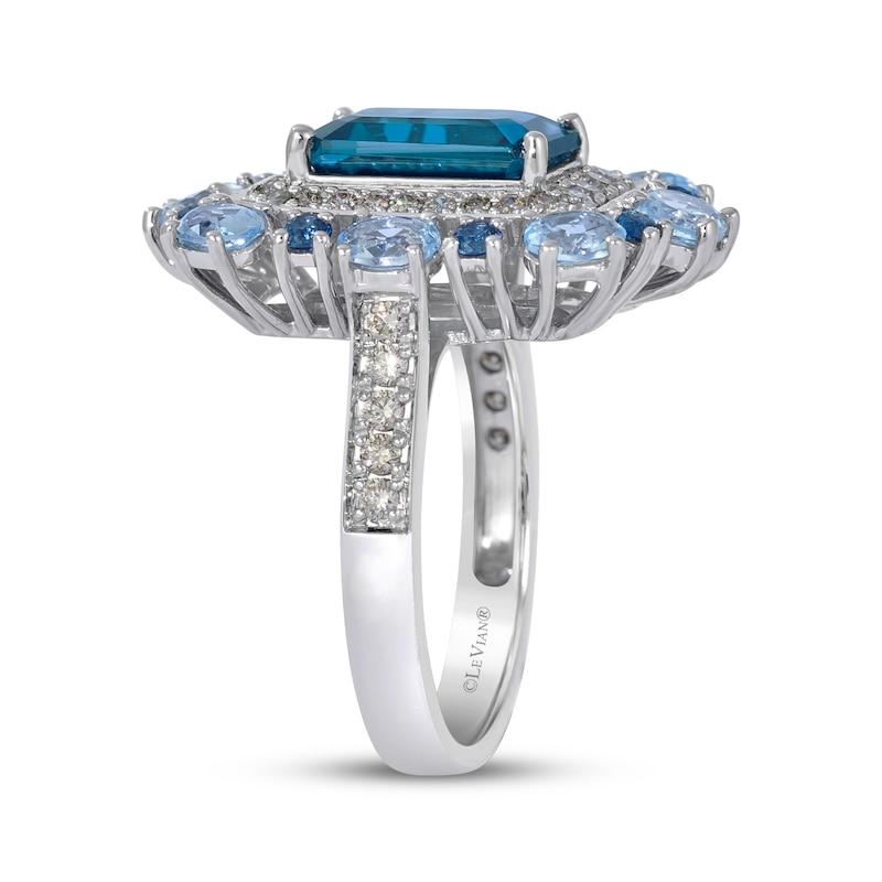 Main Image 2 of Le Vian Octagon-Cut Blue Topaz & Sapphire Ring 1/2 ct tw Diamonds 14K Vanilla Gold