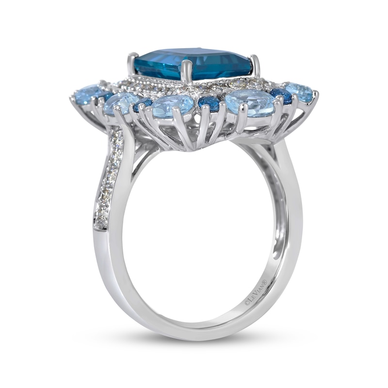 Main Image 3 of Le Vian Octagon-Cut Blue Topaz & Sapphire Ring 1/2 ct tw Diamonds 14K Vanilla Gold