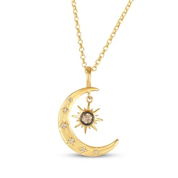 Le Vian Diamond Moon & Star Dangle Necklace 1/8 ct tw 14K Honey Gold