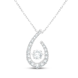 Unstoppable Love Lab-Grown Diamond Graduated Teardrop Necklace 3/4 ct tw 10K White Gold 18&quot;