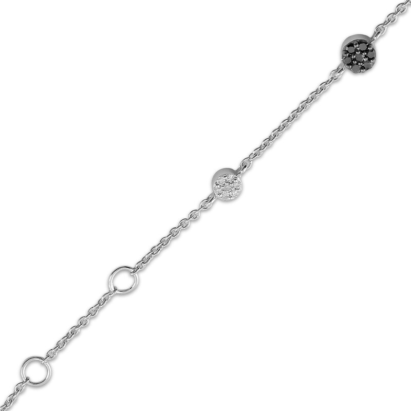 Main Image 2 of Black & White Diamond Circle Station Bracelet 1/4 ct tw Sterling Silver 7&quot;