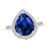 Thumbnail Image 1 of Pear-Shaped Blue Lab-Created Sapphire & White Lab-Created Sapphire Ring Sterling Silver