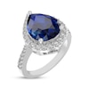 Thumbnail Image 2 of Pear-Shaped Blue Lab-Created Sapphire & White Lab-Created Sapphire Ring Sterling Silver