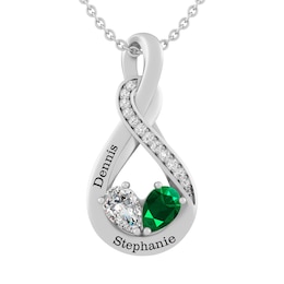 Couple's Pear-Shaped Birthstone Swirl Necklace 18&quot;