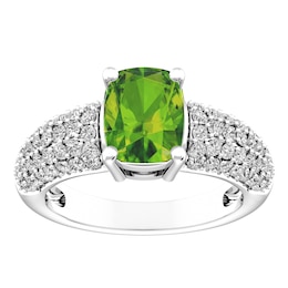 Peridot and White Topaz Fashion Ring Sterling Silver