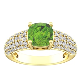 Peridot and White Topaz Fashion Ring 10K Yellow Gold