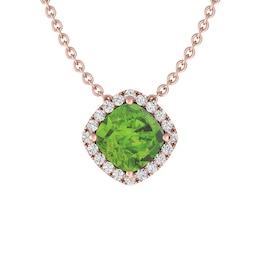 Peridot and White Topaz Fashion Pendant 10K Rose Gold