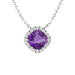 Amethyst and White Topaz Fashion Pendant Sterling Silver