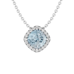 Aquamarine and White Topaz Fashion Pendant Sterling Silver