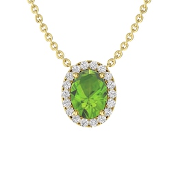 Peridot and White Topaz Fashion Pendant 10K Yellow Gold