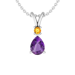 Amethyst and Citrine Fashion Pendant Sterling Silver