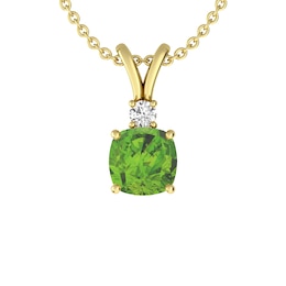 Peridot and White Topaz Fashion Pendant 10K Yellow Gold