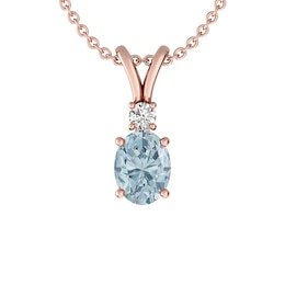 Aquamarine and White Topaz Fashion Pendant 10K Rose Gold