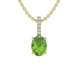 Peridot and White Topaz Fashion Pendant 10K Yellow Gold