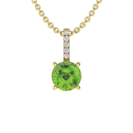 Peridot and White Topaz Fashion Pendant 10K Yellow Gold