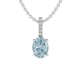 Aquamarine and White Topaz Fashion Pendant Sterling Silver