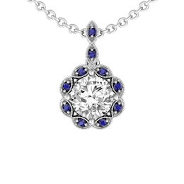 White Topaz and Sapphire Fashion Pendant Sterling Silver