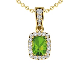 Peridot and White Topaz Fashion Pendant 10K Yellow Gold