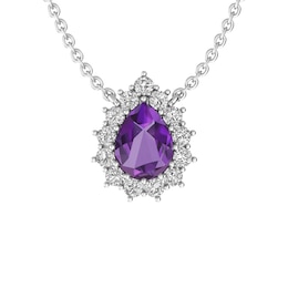 Amethyst and White Topaz Fashion Pendant Sterling Silver