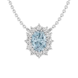 Aquamarine and White Topaz Fashion Pendant Sterling Silver