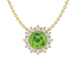 Peridot and White Topaz Fashion Pendant 10K Yellow Gold