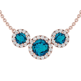 London Blue Topaz and White Topaz Fashion Pendant 10K Rose Gold