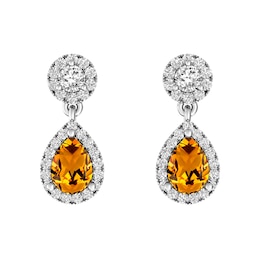 Citrine and White Topaz Fashion Earrings Sterling Silver