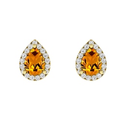 Citrine and White Topaz Fashion Earrings 10K Yellow Gold