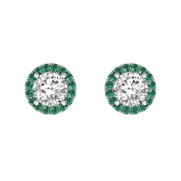 White Topaz and Emerald Fashion Earrings Sterling Silver