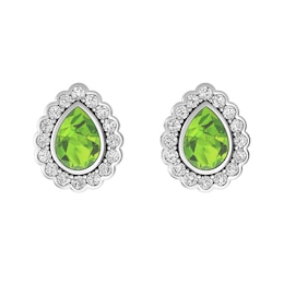 Peridot and White Topaz Fashion Earrings Sterling Silver