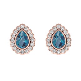 London Blue Topaz and White Topaz Fashion Earrings 10K Rose Gold