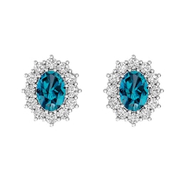 London Blue Topaz and White Topaz Fashion Earrings Sterling Silver