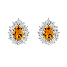 Citrine and White Topaz Fashion Earrings Sterling Silver