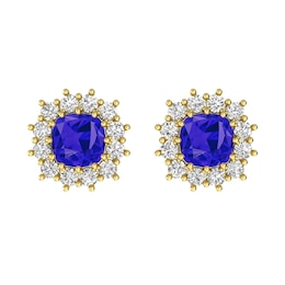 Tanzanite and White Topaz Fashion Earrings 10K Yellow Gold