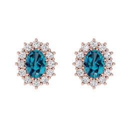 London Blue Topaz and White Topaz Fashion Earrings 10K Rose Gold