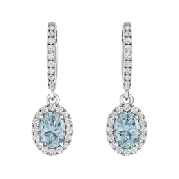 Aquamarine and White Topaz Fashion Earrings Sterling Silver