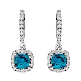 London Blue Topaz and White Topaz Fashion Earrings Sterling Silver