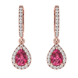 Pink Tourmaline and White Topaz Fashion Earrings 10K Rose Gold