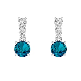 London Blue Topaz and White Topaz Fashion Earrings Sterling Silver