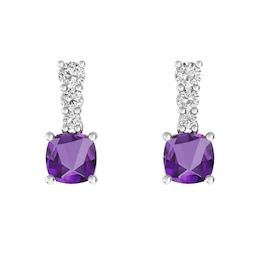 Amethyst and White Topaz Fashion Earrings Sterling Silver