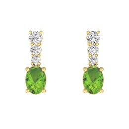 Peridot and White Topaz Fashion Earrings 10K Yellow Gold