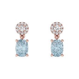 Aquamarine and White Topaz Fashion Earrings 10K Rose Gold